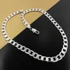 Chaînes 925 Sterling Silver 50cm 60cm 20 24 pouces 10mm plat côté Figaro chaîne collier pour femmes hommes bijoux cadeau 292u