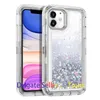 Vloeibare drijfzand glitter telefoonhoesjes voor iPhone 15 11 12 13 14 Pro Max 14plus 13mini xr xsmax 8plus SE Shockproof drie laag zware verdediger beschermende harde cover