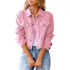 Vestes pour femmes vêtements à manches longues veste en jean vêtements d'extérieur femme solide col rabattu décontracté hauts lâche court