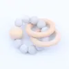 Rattle Wooden Colorful Toys Silicone Teether Natural Baby Exercise Fingers Infant Accessories Ring Play Teething Heath Toys Teethers 167 B3