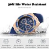 Relojes de la señorita Mujeres Cronógrafo Rose Gold Sport Watch Ladies Diamond Blue Goma Band XFCS Analógico Hembra de cuarzo Wristwatch 211223