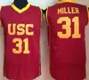 NCAA USC Trojans # 24 Brian Scalabrine College كرة السلة الفانيلة 31 Cheryl Miller 33 Lisa Leslie Red Yellow University مخيط قميص جيرسي