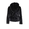 High Quality Winter Warm Faux Fur Coats Jackets Women Furry Short Faux Fox Fur Collar Jacket Plus Size Overcoat