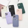 For iPhone 13 Cell Phone Cases iPhone 12 11 Pro Max Mini XS XR Case With Card Storage Bag All-in-one Design Full Camera Protection Cover Soft Liquid Silicone Bend Anti-fall