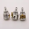 Övriga 5 pcs Sex ord Ancient Silver Color Guru Pärlor för Rosary Making 3 Hål Bead Metal Mantra Buddha Spacer Tibetansk Buddhism