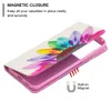 Wallet telefoonhoesjes voor Samsung Galaxy S22 S21 S20 Note20 Ultra S10 plus mooi kleurrijke schilderpatroon magnetische flip -standaardkoffer met kaartsleuven