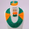 Orecchini collana moda esercito verde arancione perline di cristallo matrimonio nigeriano perline africane set di gioielli per le donne 8LBJZ01