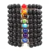 Lava Rock Stone Bead Armband Chakra Charm Natursten eterisk olja Diffuser Pärlor Kedja För kvinnor Män Mode Hantverk Smycken