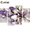 Paintings Conisi Print 4 Panels Purple&White Iris On Canvas Poster Nordic Floral Wall Art Painting Home Decor For Bedroom Decorati269B