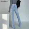 Frauen Jeans Hohe Taille Denim Hosen Hosen Für Weibliche Mode Elastizität Ausgestelltes Split Boot Cut Breite Bein Hose 211129