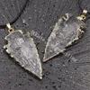 Boho Gold Banhado Natural Áspero Quartz Arrowhead Geode Druzy Colar Reiki Cura Cakra Proteção Chifre Forma de Cristal Rocha Cristal Pendão Ponto Pingente