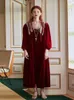 Robe Set Femmes Rouge Matin Robe Automne Hiver Vêtements De Nuit Élégante Dame Romantique Chemise De Nuit1