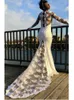 African Lace Mermaid Wedding Dresses Bridal Gown Jewel Neck Long Sleeves Sweep Train Designer Custom Made Arabic Castle Plus Size Illusion Vestido De Novia 403 403