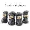 Winter Pet Dog Buty Ciepłe Buty śniegowe Wodoodporne Fur 4 Sztuk / Zestaw Małe Psy Bawełniane Non Slip XS dla Chihuahua Produkt Petasia 210910