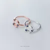 Bule Crystal Letter C C Shape Sterling Silver 925リング用女性シンプルな結婚式の婚約ファインジュエリーデザイン210707