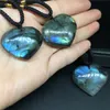 Rauwe Crystal Labradorite Maansteen Oceaan Hart Hanger Decor Sieraden Ketting Energie Stone Quartz Love Hearts Gift