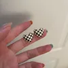 Stud 2021 Trend Vintage Love Heart Black White Checkerboard Earrings For Women Girls Aesthetic Party Gifts