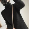 カシミヤのセーター女性のハイネック厚い短いメリノウールの緩い色の色のニットボトボントシャツ210914
