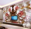Papier peint 3D en relief papillon orchidée fleur papier peint Mural papier peint rouleau salon Po peintures murales florales personnaliser