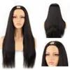 Mongolian U Part Wigs Straight Human Hair For Woman Middle U Shape Natural Color Remy Hair Glueless Wig