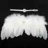 Nouveau-né bébé ange aile avec élastique strass bandeau infantile photographie accessoires ensemble rose blanc plume Photo Costume