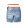 Zomer vrouwen mode rechte stijl water wassen zoom opgerolde dunne denim shorts vrouwelijke trendy plus size jean casual bodem 210722