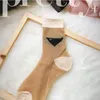 4 Colors Triangle Letter Silk Socks Women Girl Letters Fashion Sock Gift for Love Friend Wholesale Price