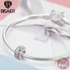 BISAER Charms Gümüş 925 Orijinal Yuvarlak Şekil CZ Boncuk BilezikNecklace Charms Kadınlar Için Fit Charm Takı Yapımı HVC116 Q0531