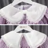 Printemps Enfants Filles Robe Blanc Bow Collier Violet Mesh Lady Style Princesse Enfants Vêtements E1111 210610