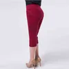 Super Stretch Pure Color Plus Taille Femme Bande élastique Pantalon Longueur de mollet Bonne qualité Grandes femmes Skinny S 6XL 211115