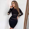 Summer Women's Sexy Bandage Long Sleeve Button Dress Black Tulle Perspective Tight Club Party Vestidos 210525