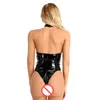 2020 Sexigt patentlädernät Underkläder Kvinnor Underkläder Bodysuit Sleepwear Pyjamas Nightwear Plus Size S-4XL NEW309S