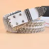 Wide Buckle Belt For Women Woman Vintage Rhinestone Skull Belts Second Layer Cow Skin Top Quality Strap Female For Jeans