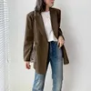 Kvinnor Blazer Spring Vintage Brown Basic Notched Collar Solid Loose Suit Jackor Feminine Outwear Mujer Chaqueta Casaco 210608