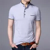 Herrpolos män skjorta affärer avslappnad solid manlig kort ärm hög kvalitet ren bomull tunn smal camisa