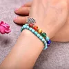 Kralen strengen natuurlijke turquoise chakra mala armband met lotus om charm wrap stacking rek vrouwelijk sieraden cadeau kent22