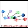 Wholesale Promotion 110Pcs Mixed Models/Colors Body Jewelry Set Resin Eyebrow Navel Belly Lip Tongue Nose Piercing Bar Rings Rmgen Qik1G