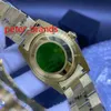 Hoge kwaliteit automatische mannen kijken 36mm gouden case stenen bezel groen gezicht en diamanten in het midden van armband diamant wijzerplaat horloges
