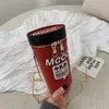 Popcorn Trinkflasche Zylinderförmige Tasche Umhängetaschen Messenger Für Frauen PU Kette Umhängetaschen Damen Eimer Handtaschen Geldbörsen 220315