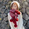 Women Rabbit Fur Pompoms Pashmina Cashmere Shawl Student Long Thick Warm Knitting Scarf Female Poncho Lady Scarves