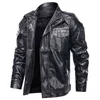 Hiexhse Mens Mototioncycle Jacket Outono Inverno Homens Faux Pu Couro Casacos Casuais Bordados Biker Casaco Zipper Velo Jaqueta 211110