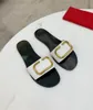 New Women's Casual Sandals High quality Leather Beach Slippers Woman Transparent jelly shoes Metal buckle flip-flops Sandal CS17457