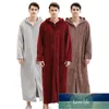 Spa Handduk Mäns Förstoring Hushålls Kläder Vinter Flannel Pajamas Plush Zipper Hooded Bathrock Nightgown Beach Handdukar Bathroom1