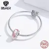 Perle di vetro BISAER Fiori in argento sterling 925 Perline di vetro europee Charms adatti a bracciali con ciondoli Accessori per gioielli fai da te ECC1282 Q0531