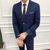 2021 New style Male autumn slim fit Leisure pure cotton business suit/Men's Fashion pure color Two suits Groom's Wedding Dress X0909