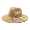 Summer Hats For Women Beach Sun Hats Fashion Flat Brom Bowknot Panama Lady Casual Wide Brim Hat with Crystal