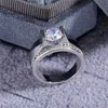 Faixa de casamento faixa homens anéis dedo solitaire redondo zirconia cristal casamento macho anéis de prata cor jóias