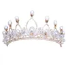 Perle d'oro Gioielli per capelli da sposa Collana da sposa Orecchini con tiara Set di gioielli da donna Accessori H1022