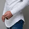 Hommes à manches longues Hipster Hip Hop basique Henley t-shirt pour hommes Swag courbe ourlet coupe ajustée coton extensible pull 13336162956106