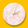 Натуральный розовый мрамор круглые настенные часы бесшумные без тикания гостиной декора искусства нордические настенные часы минималистские искусства тихий настенные часы 210930